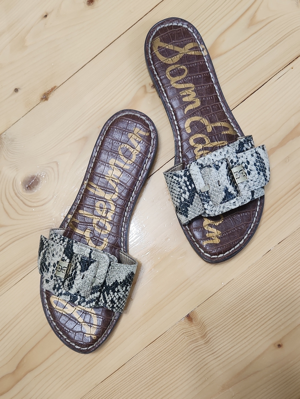 Sam Edelman Granada Snake Print Buckle Slide Sandals Size 8 - Picture 13 of 14